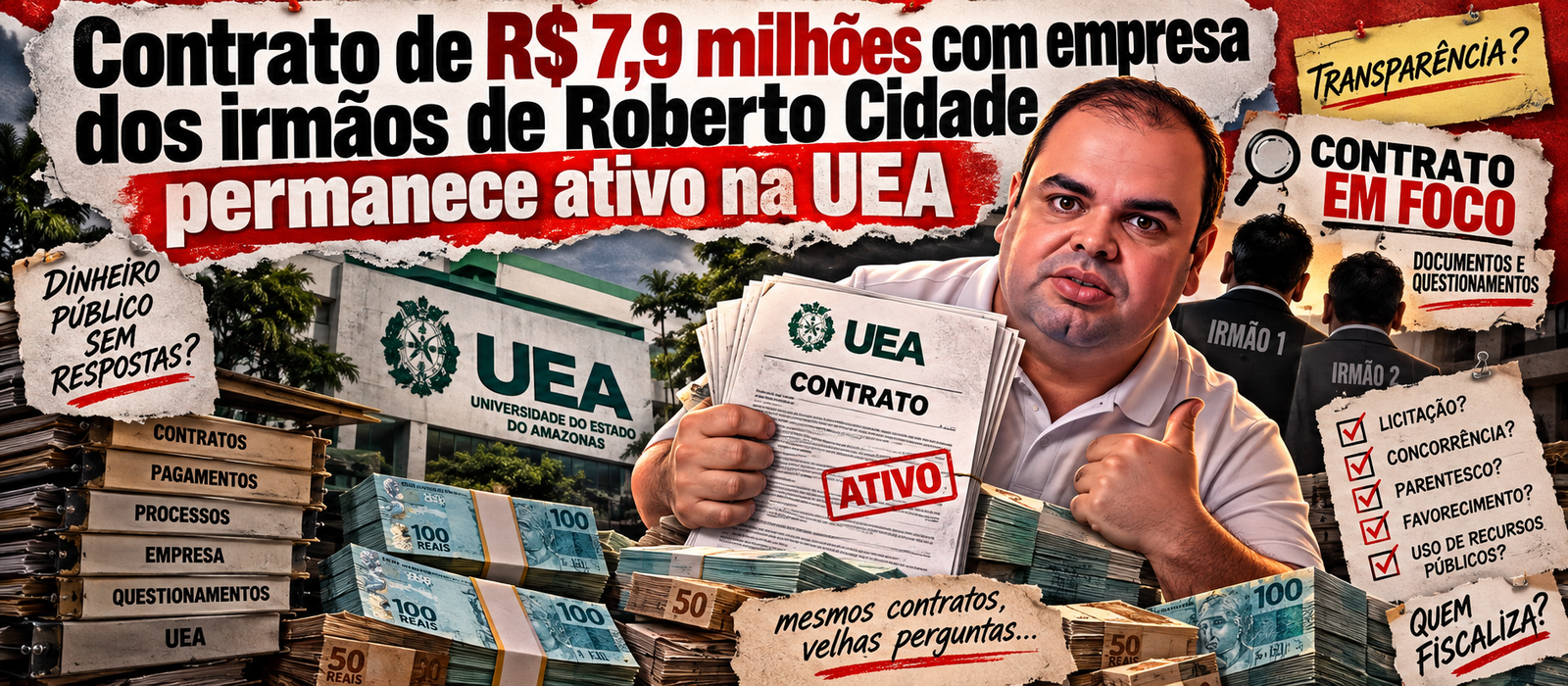 Contrato da UEA expõe diferença entre anúncio e execução no governo Cidade